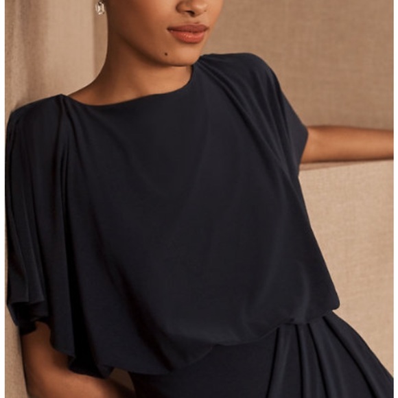 - BHLDN Navy Lena Flutter Sleeve Dress - Picture 3 of 13